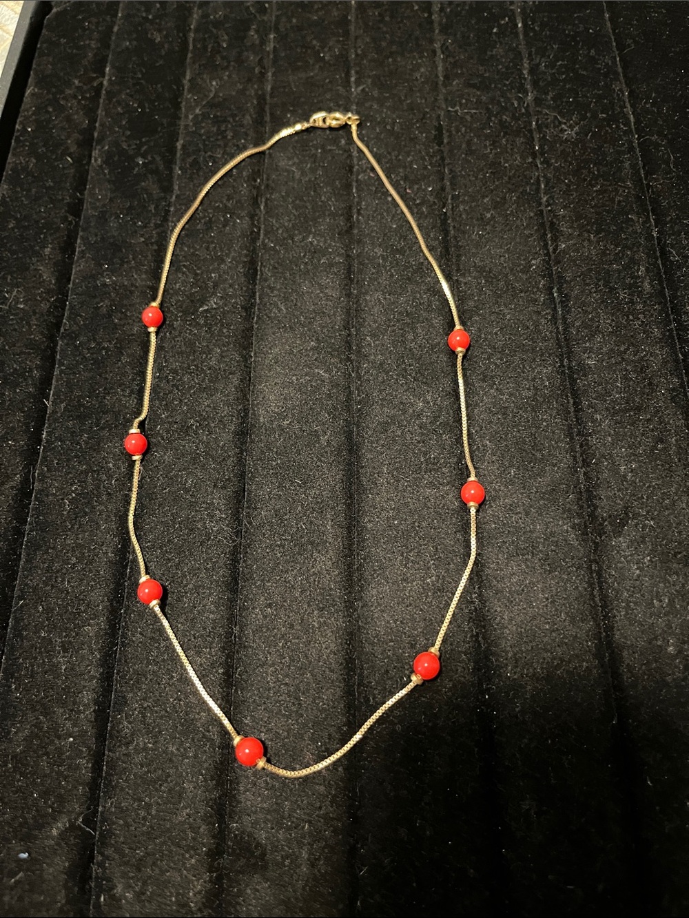 L👀K 3 for $10 Gold Chain Necklace with Coral/Reddish Beads  8-10” Hong Kong